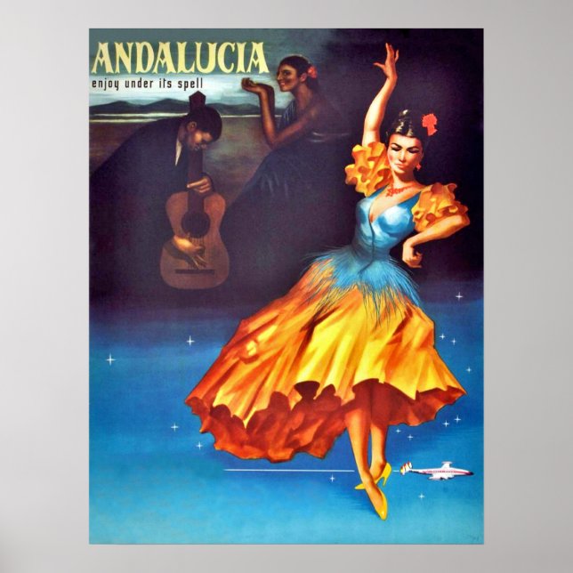 Poster Danseur espagnol en Andalousie, Espagne (Devant)