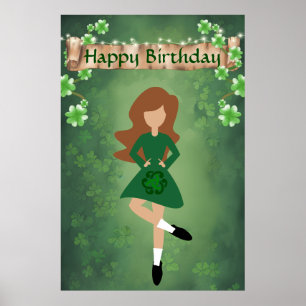 Poster Danseur irlandais avec cheveux Brown Bonne Danse d