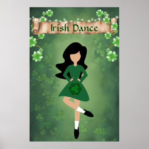Poster Danseur irlandais avec cheveux noirs   Danse irlan