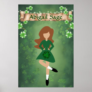 Poster Danseur irlandais personnalisé avec danse Brown de
