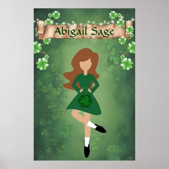 Poster Danseur irlandais personnalisé avec danse Brown de (Devant)