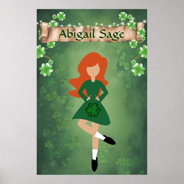 Poster Danseur irlandais personnalisé avec danse des chev (Devant)