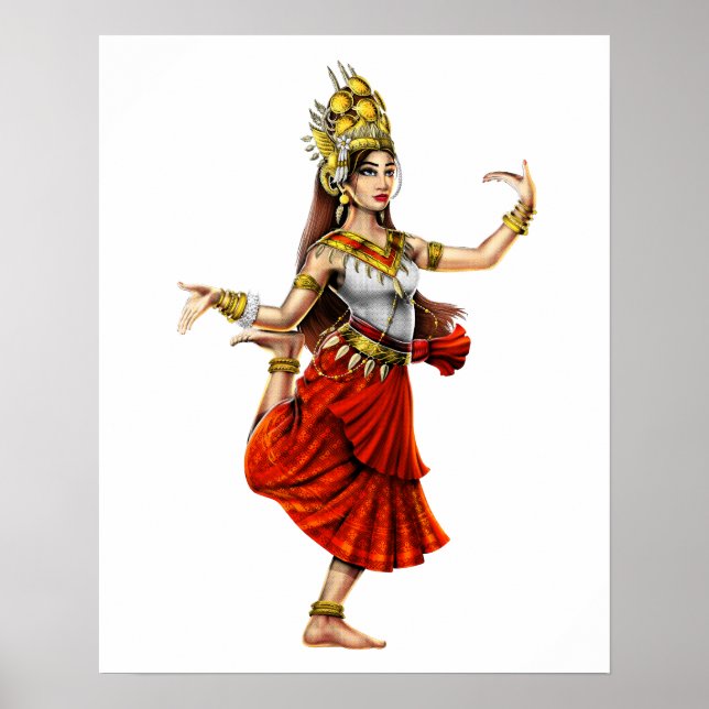 Poster Danseur Khmer Cambodgien Apsara (Devant)