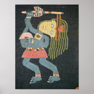 Poster Danseur tissé de laine avec le bâton, tribu de