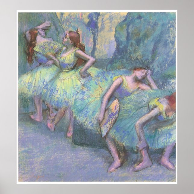 Poster Danseurs de ballet dans les ailes, 1890-95, Degas (Devant)