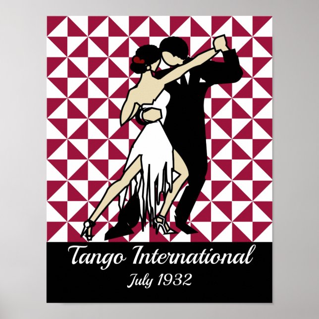 Poster Danseurs de tango sur Arrière - plan géométrique d (Devant)