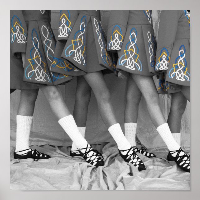 Poster Danseurs irlandais Broderie en noir et blanc (Devant)