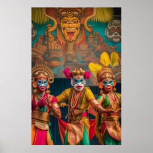 Poster Danseurs masqués de Bali indonésien