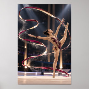 Poster Danseuse de ruban de gymnastique rythmique Élégant