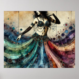 Poster Danseuse du ventre élégante avec un costume fluide