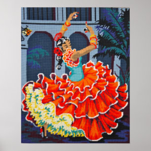 Poster Danseuse flamenco en couleur Poster/Imprimer