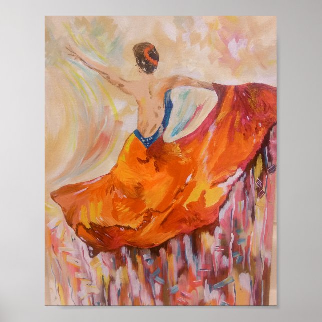 Poster Danseuse flamenco en imprimé rouge (Devant)