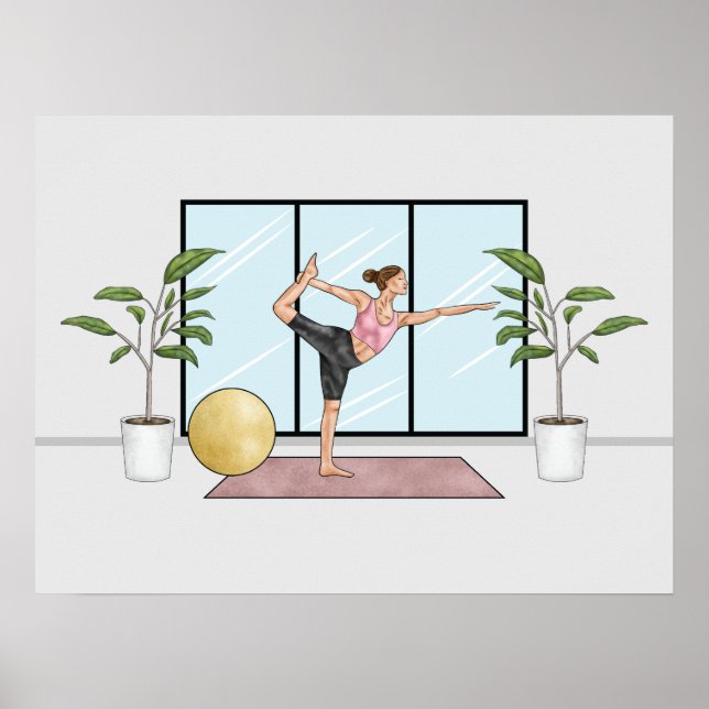 Poster Danseuse Pose Yoga Natarajasana Équilibre Entraîne (Devant)