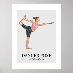 Poster Danseuse Pose Yoga Stretch Exercice Femme d'entraî