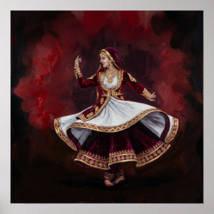 Poster Danseuse royale de Kathak Art contemporain fin Pat