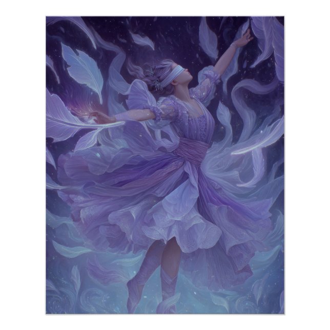 Poster Danseuse Violette Éthérée en Mouvement de Rêve (Devant)
