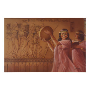 Poster Danseuses au Tambourin Égyptien Antique Beaux-Arts