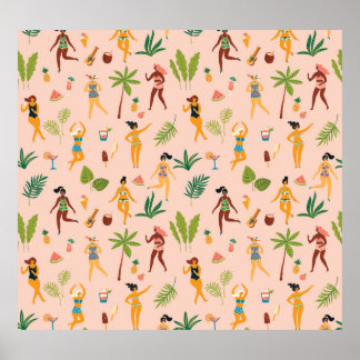 Poster Danseuses, motif feuille de palmier.