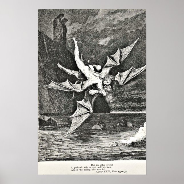 Poster Dante's Purgatory Gustave Dore Illustration démons (Devant)