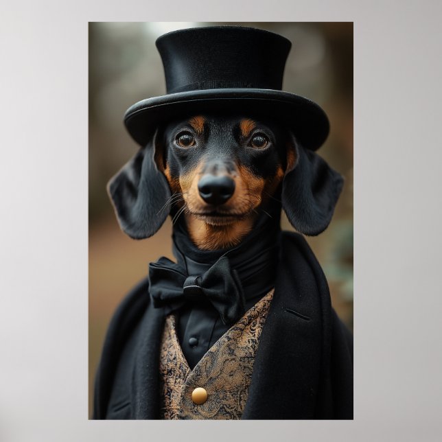Poster Dapper Dachshund dans l'élégante cour victorienne (Devant)