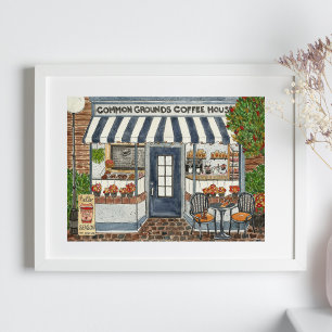 Poster d'aquarelle de la boutique Cute Coffee Hous