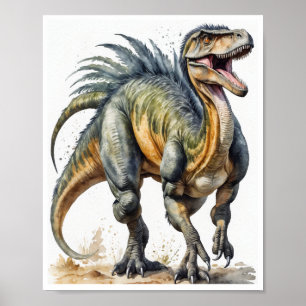 Poster d'aquarelle Deinonychus Dinosaur HomeDecor
