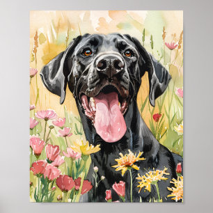Poster d'aquarelle Great Dane Dog Wall Art Print