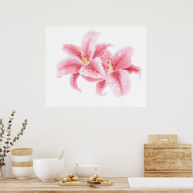 Poster d'aquarelle Stargazer Lilies (Cuisine)