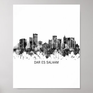Poster Dar es Salaam Tanzanie Skyline BW