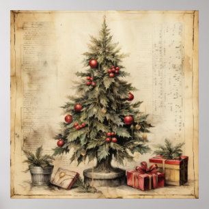 Poster d'arbre de Noël Vintage