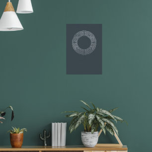 Poster Dark Grey Geometric Mandala Circle Abstract Art Po
