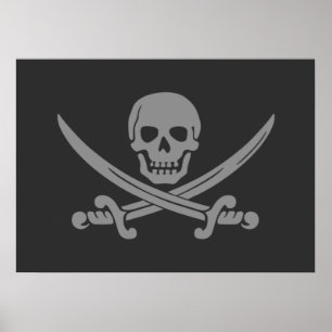 Poster Dark Grey Jolly Roger Pirate Flag