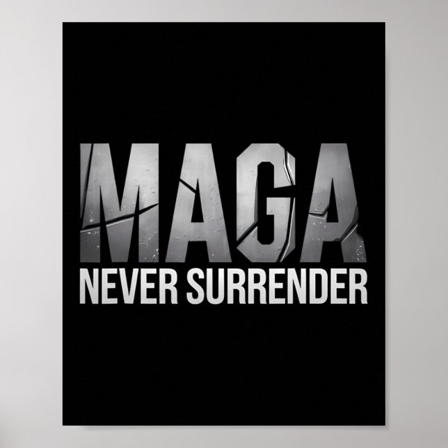 Poster Dark Mega Trump 2024 Mega Never Surrender  (Devant)