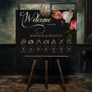 Poster Dark Moody Bourgogne & Céramique Peonies Ordre de