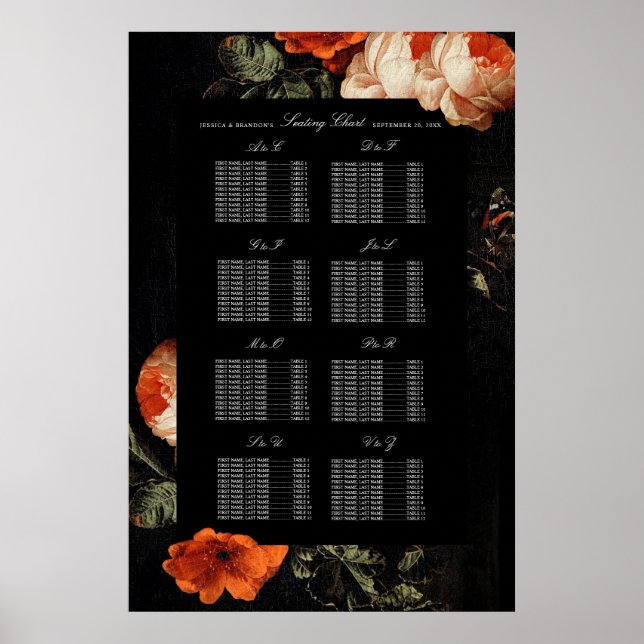 Poster Dark Moody Romantic Floral Mariage néerlandais Siè (Devant)
