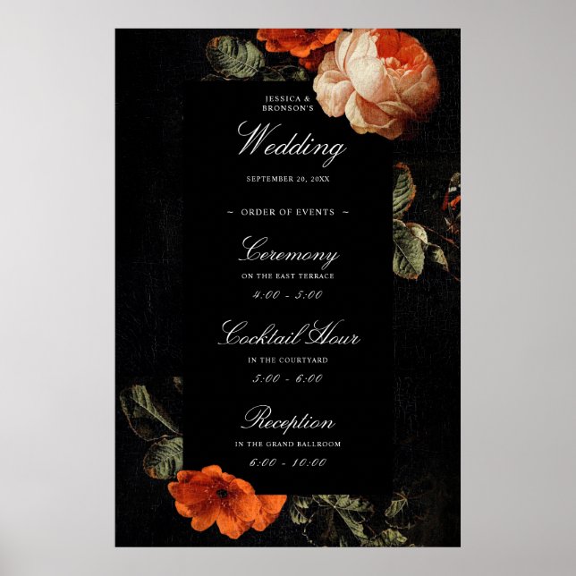 Poster Dark Romantic Floral Masters Mariage Bienvenue (Devant)