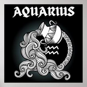 Poster Dark Zodiac - Verseau   Art d'Astrologie Médiévale