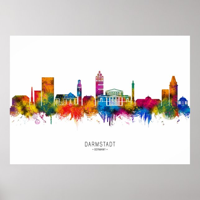 Poster Darmstadt Germany Skyline (Devant)