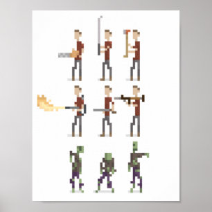Poster d'art à 8 bits Mini Zombie Apocalypse Pixel