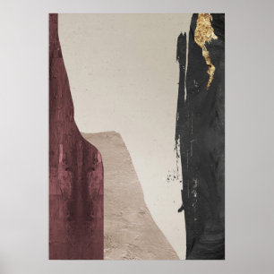 Poster d'art Abstrait Black Red & Gold Wall Art