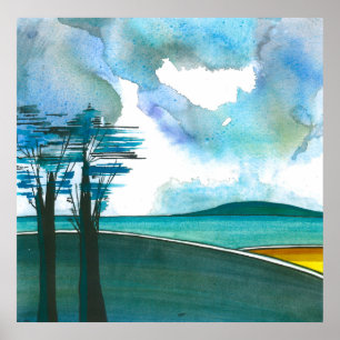 Poster d'art Abstrait de Blue Island/Imprimer 24x2