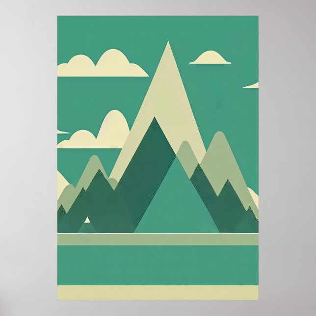 Poster d'art Abstrait des montagnes nordiques (Devant)