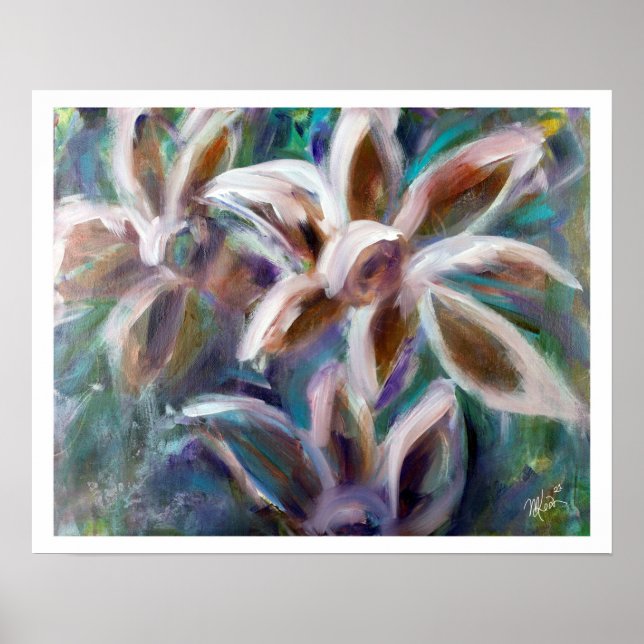 Poster d'art Abstrait Floral Violet (Devant)