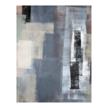 Poster d'art Abstrait gris et beige "bloqué" Impri