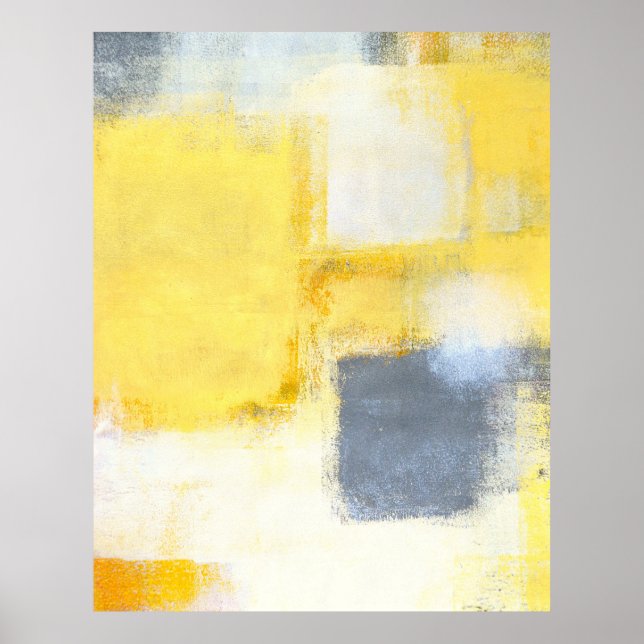 Poster d'art Abstrait gris et jaune 'Busted' Impri (Devant)