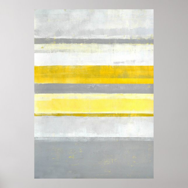 Poster d'art Abstrait gris et jaune "citron" Impri (Devant)