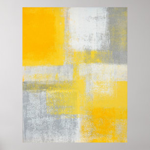 Poster d'art Abstrait gris et jaune 'Cliff' Imprim