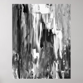 Poster d'art Abstrait 'Melted' en noir et blanc