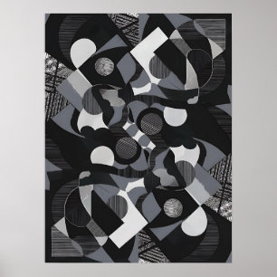 Poster d'art Abstrait, noir et blanc Impression mo