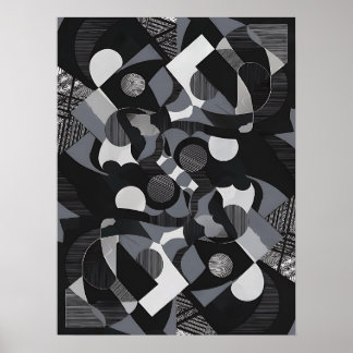 Poster d'art Abstrait, noir et blanc Impression mo